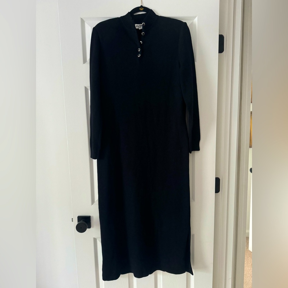 St. John Black Knit Vintage Dress – Size 12